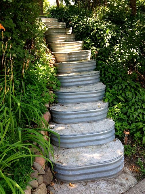 idee per scale da giardino Easy And Cheap Garden Stair Ideas14