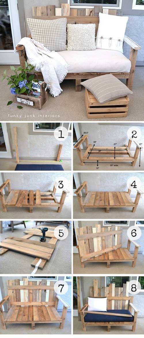19 grandi idee per arredare 1001pallets.com how i made a yard bench out of pallets 5 scaled 1