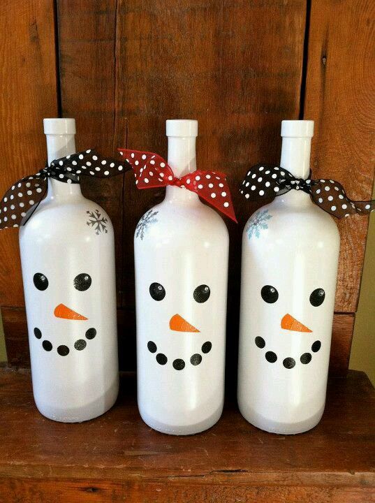 12 amazing wine bottle christmas Snowman Wine Bottle