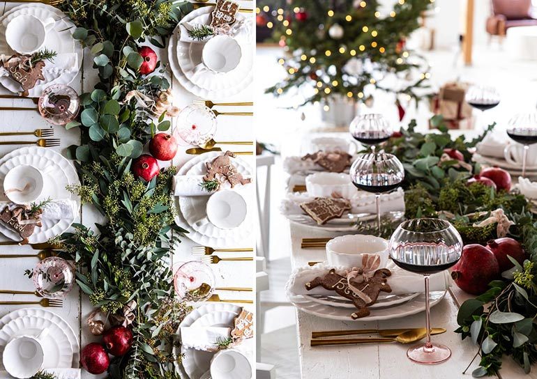 5 idee creative per addobbare content Addobbare la tavola di Natale con eucalipto e melograna