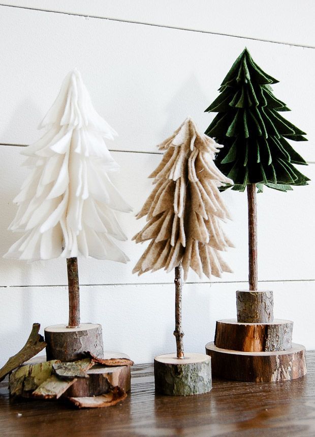 35 decorazioni natalizie per la DIY Farmhouse Rustic Felt Christmas Trees via littlehouseoffour